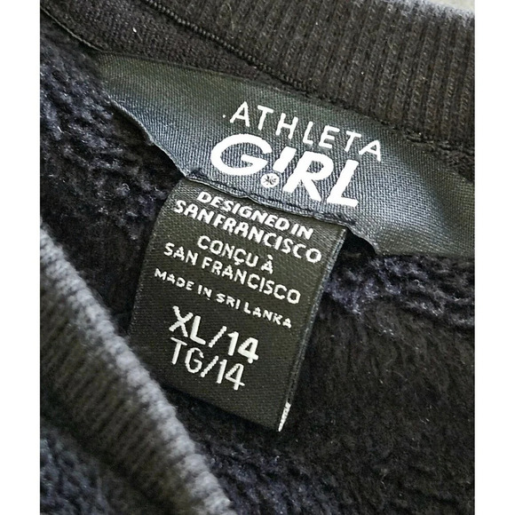 Athleta Girl Feelin Great 2.0 Sweatshirt Size XL 14 Black Velor Athletic - Picture 4 of 9
